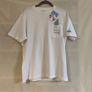 NWT Mc2 Saint Barth white Connor embroidered watch pocket t-shirt Time is Money